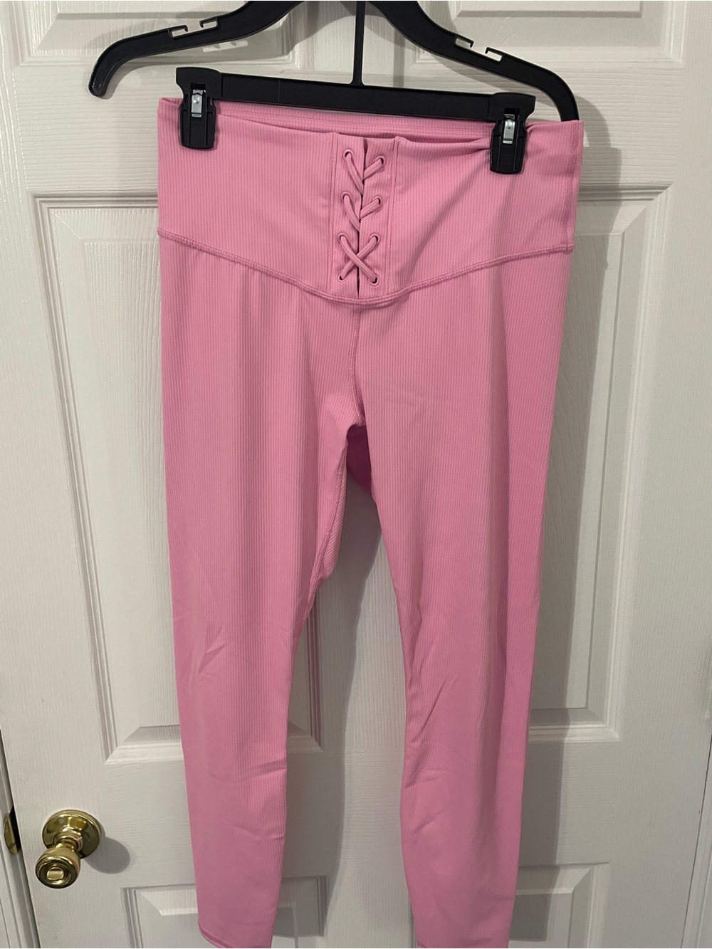 JoyLab Pink Lace-Up Ribbed Tank Top and Leggings Set - Picture 2 of 7